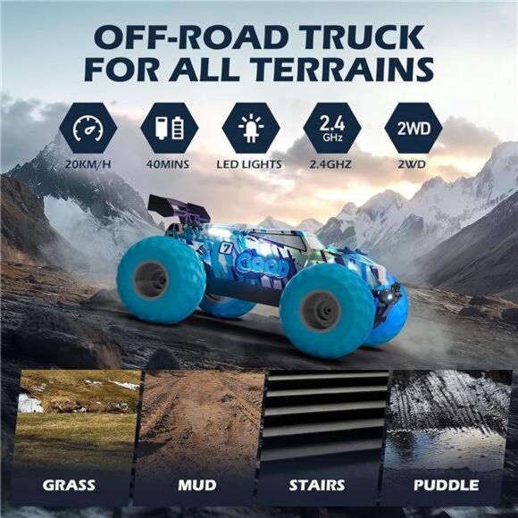 RC Cars, Remote Control Car RC Truck for Kids Boys Ages 4-7 8-12 Adults Toddler - Picture 5 of 7